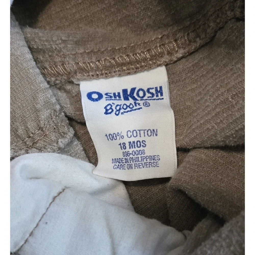 OshKosh B'gosh Vintage Brown Corduroy Vestbak Overalls Size 18M Cargo Bib